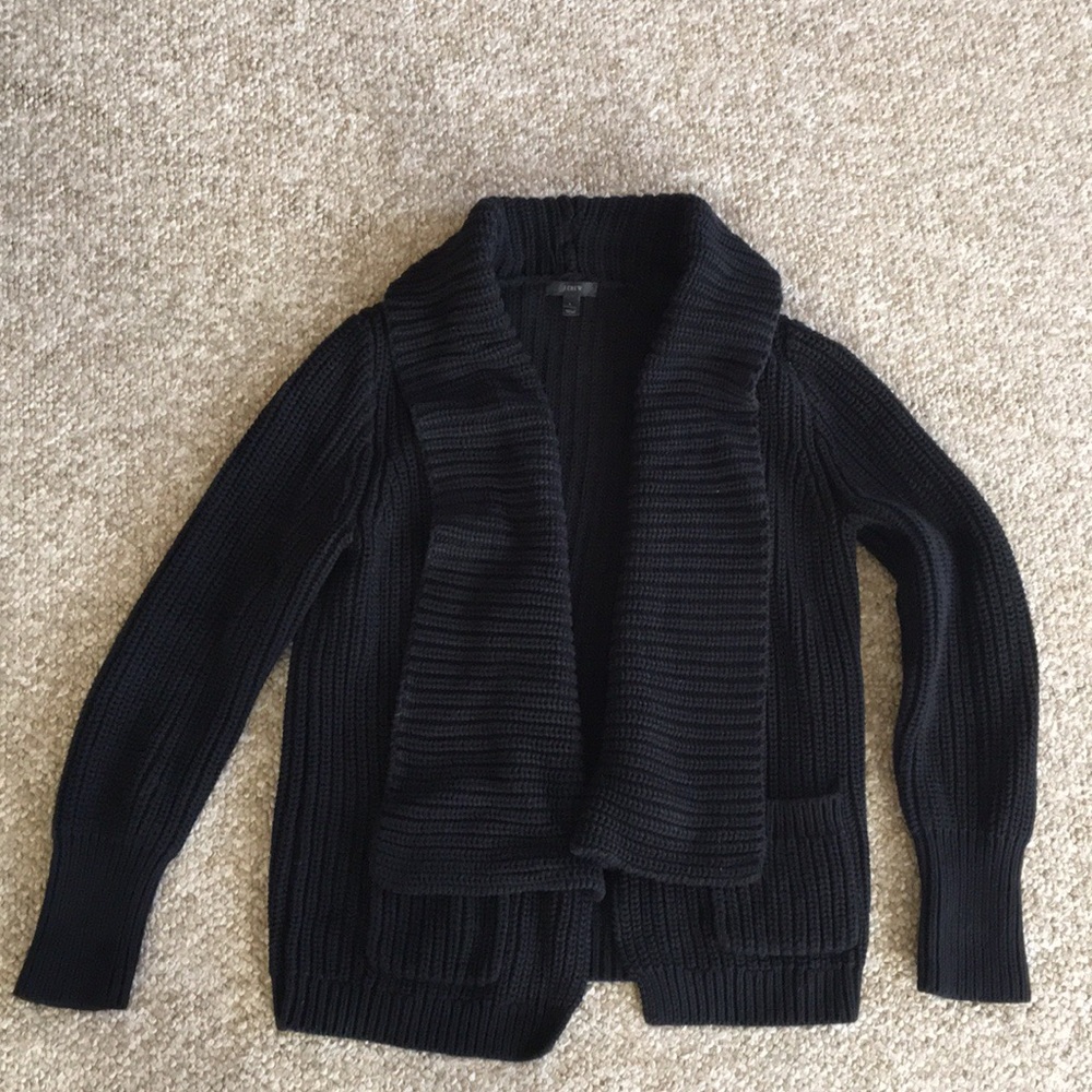 J.Crew Black Heavy Knit Shawl Cardigan